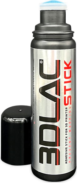 3DLAC Stick Water cola em stick para impressão 3D, com a tampa levantada e o aplicador azul