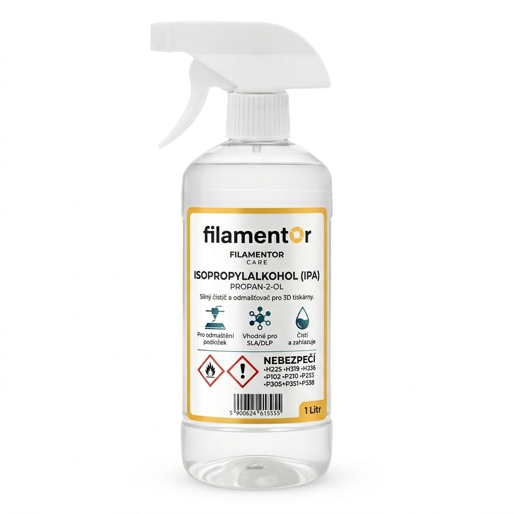 Spray de álcool isopropílico IPA 99,9 % Filamentor Care, 1 litro, limpador e desengordurante para impressoras 3D
