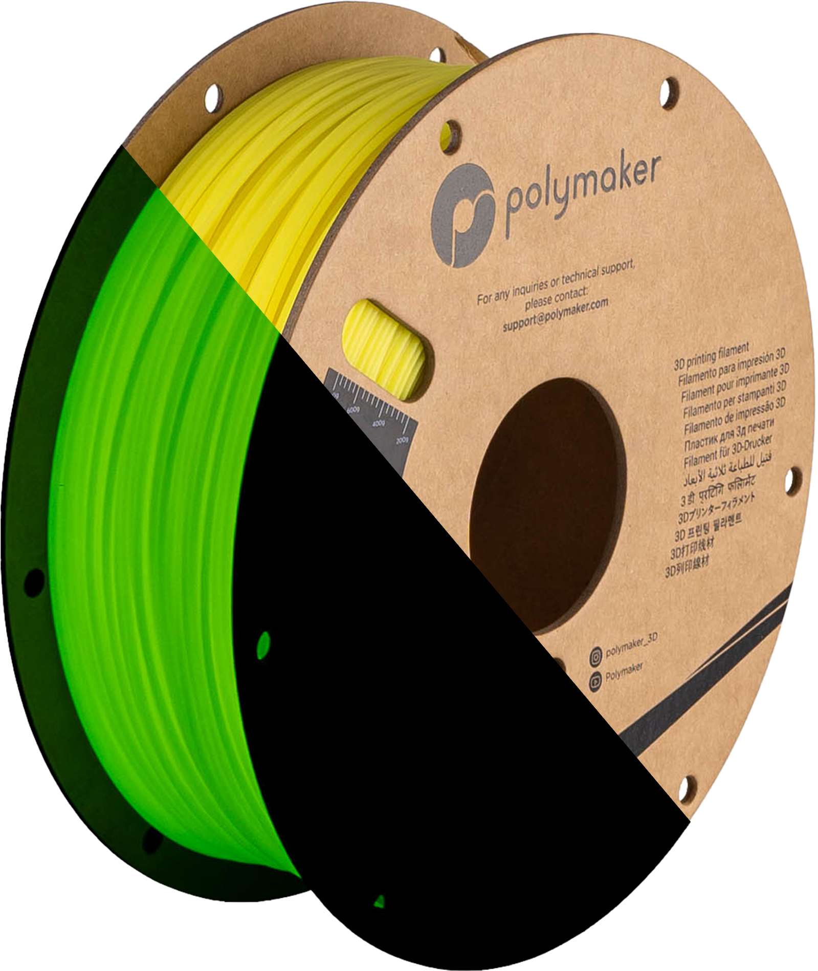 Spool of PLA luminous yellow filament, Polymaker, 1.75 mm