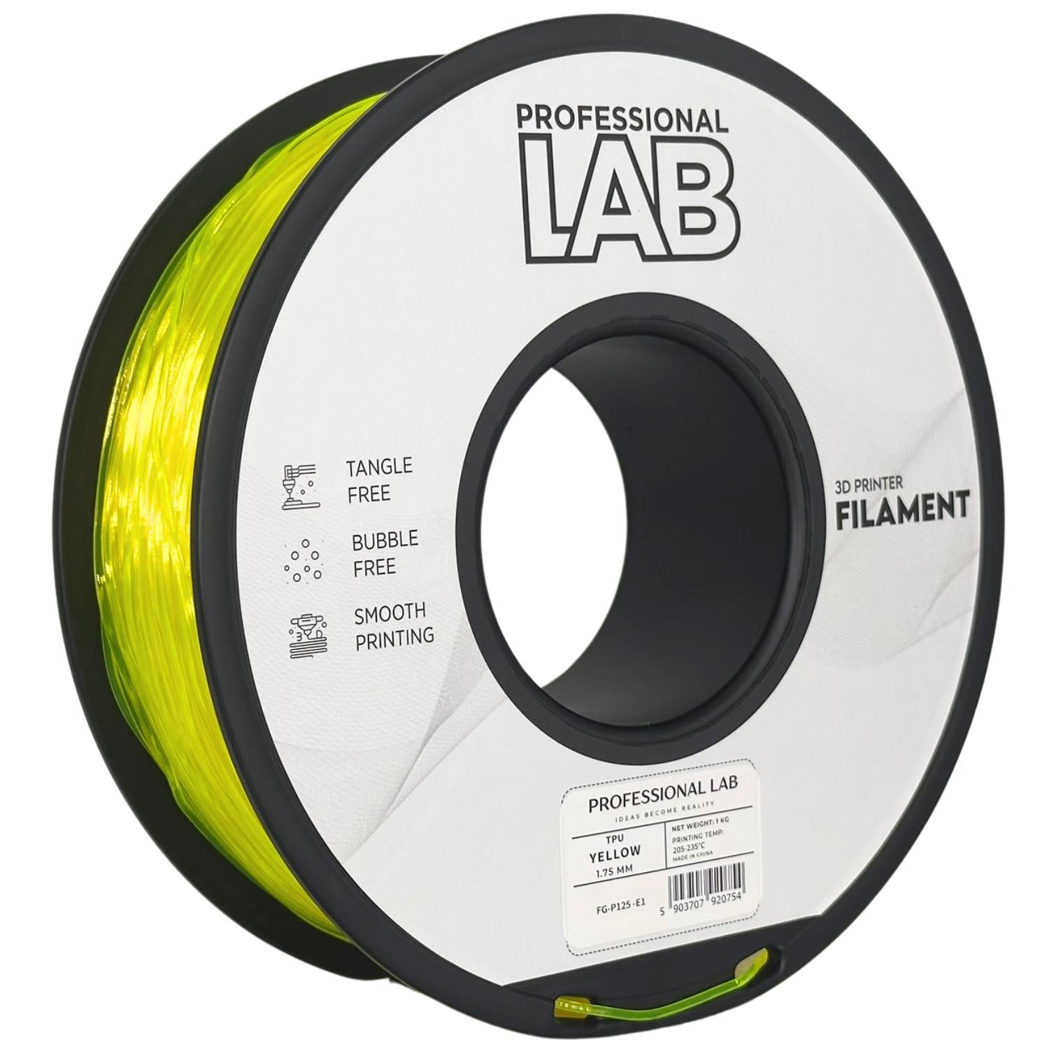 Spool of TPU yellow filament, Prof. Lab, 1.75 mm