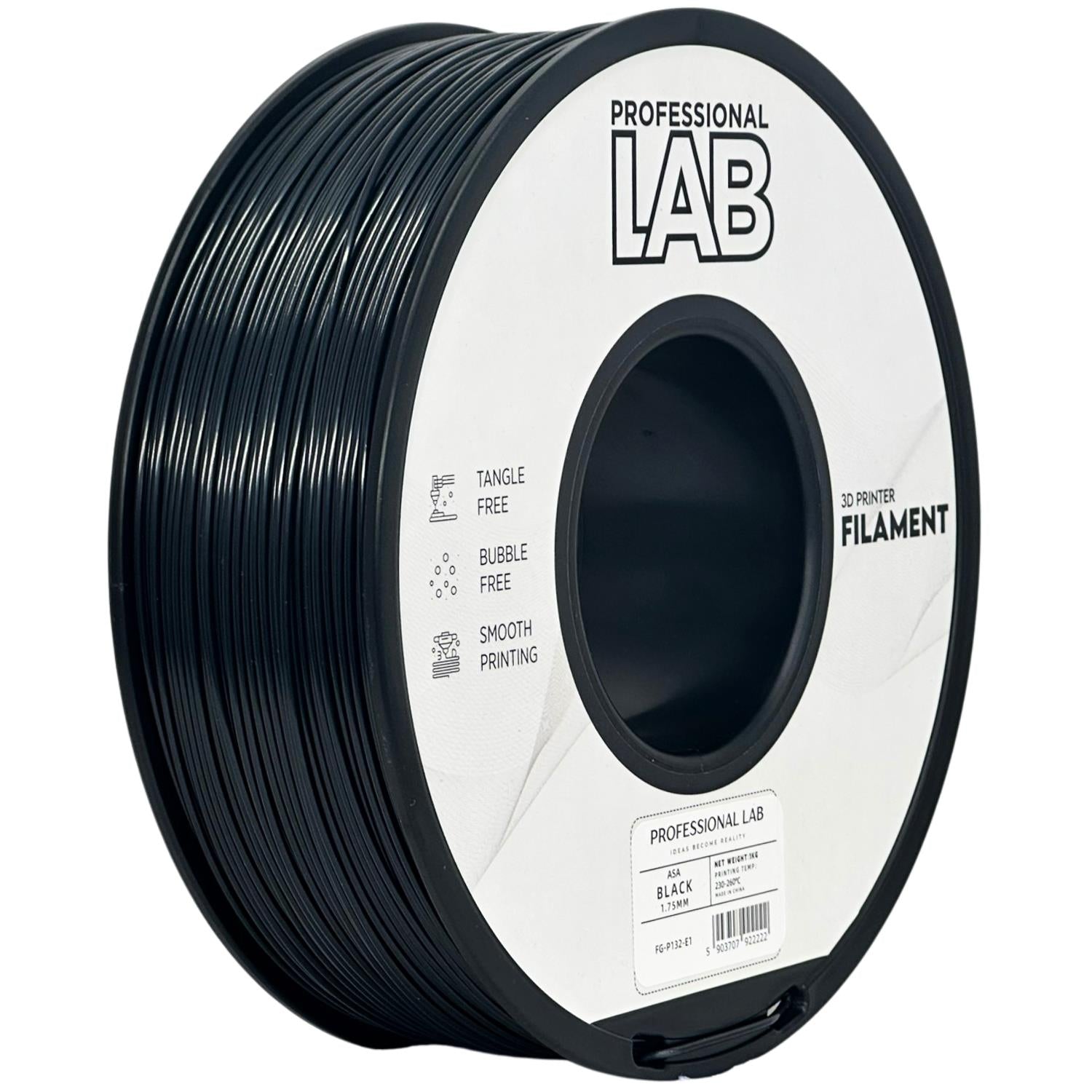 Spool of ASA black filament, Prof. Lab, 1.75 mm