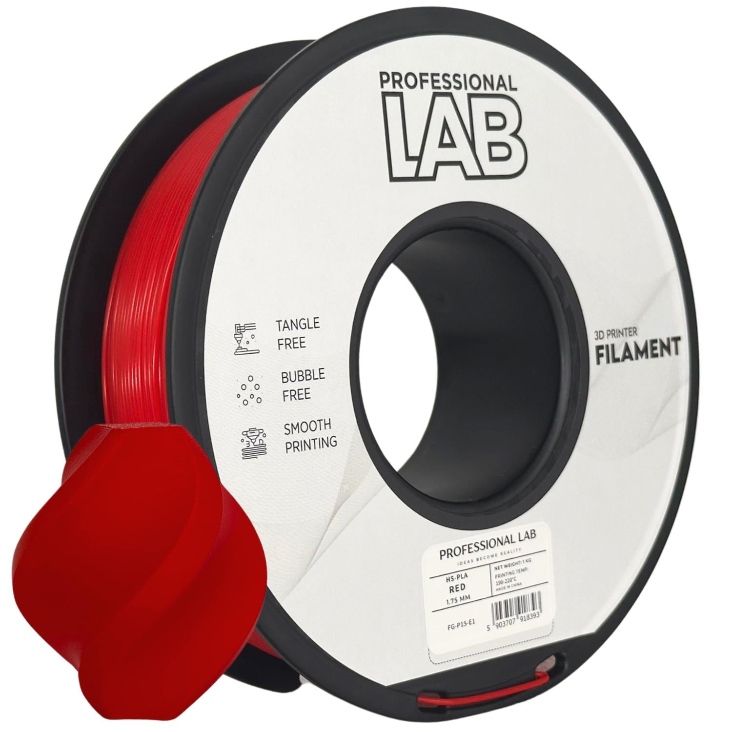 Bobina de filamento HS-PLA vermelho, Prof. Lab, 1,75 mm