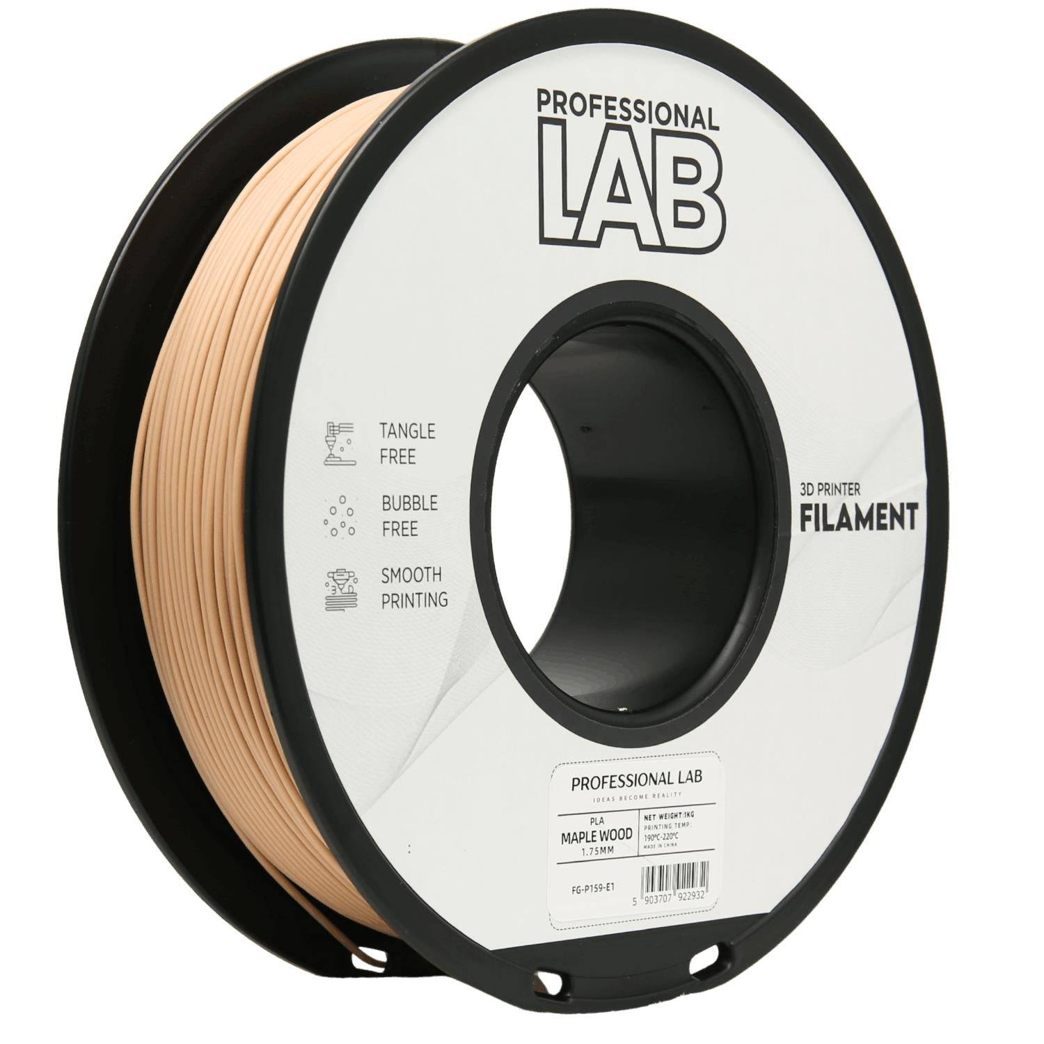 Bobina de filamento PLA ácer, Prof. Lab, 1,75 mm