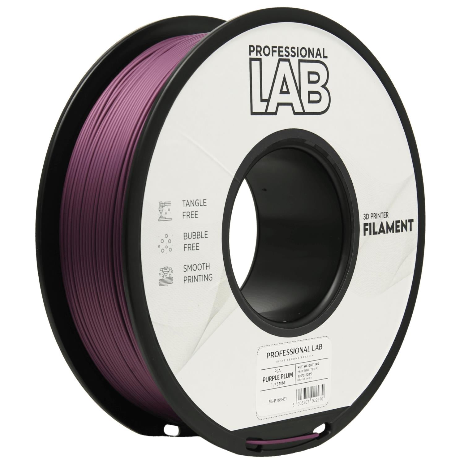 Bobina de filamento PLA violeta ameixa, Prof. Lab, 1,75 mm
