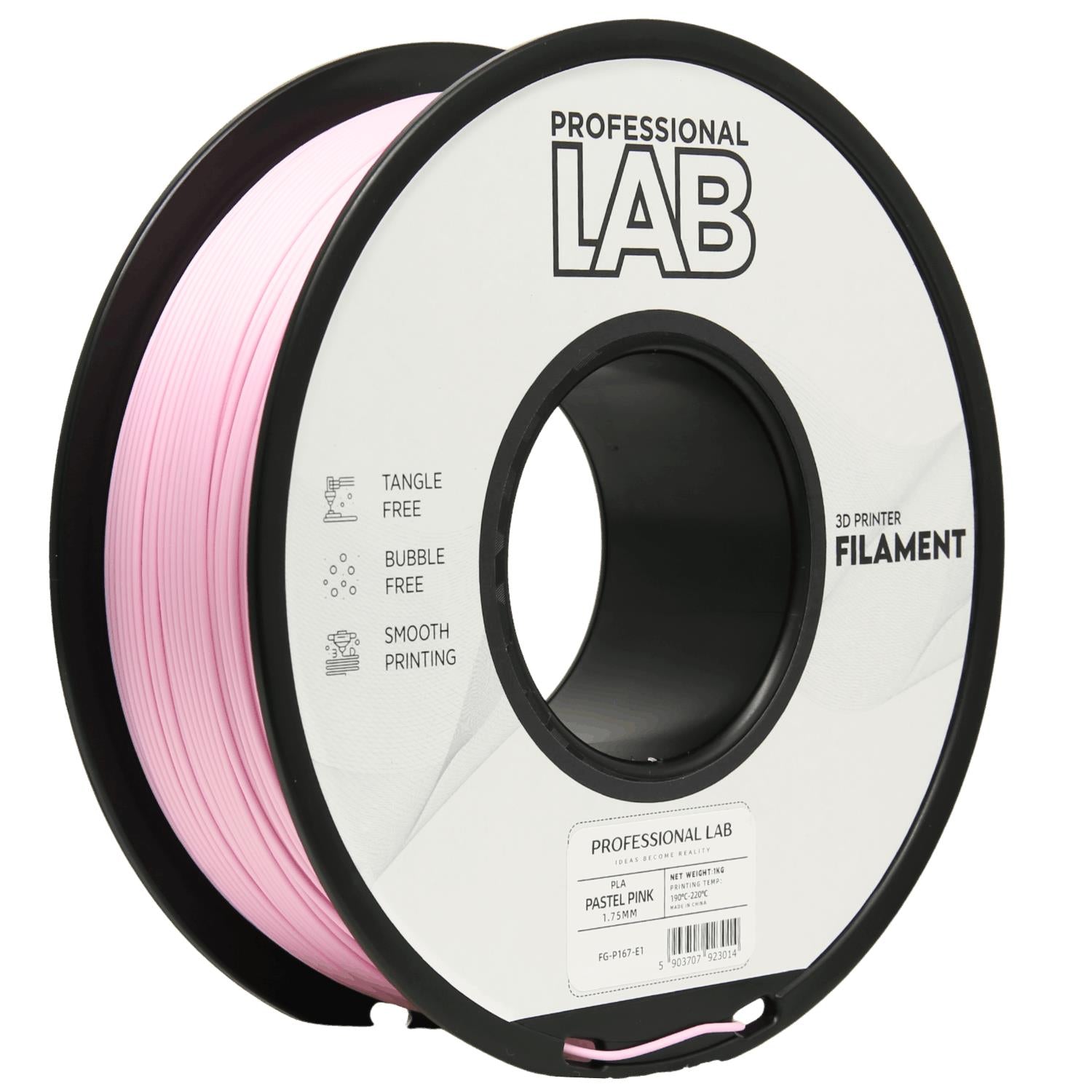 Bobina de filamento PLA rosa pastel, Prof. Lab, 1,75 mm