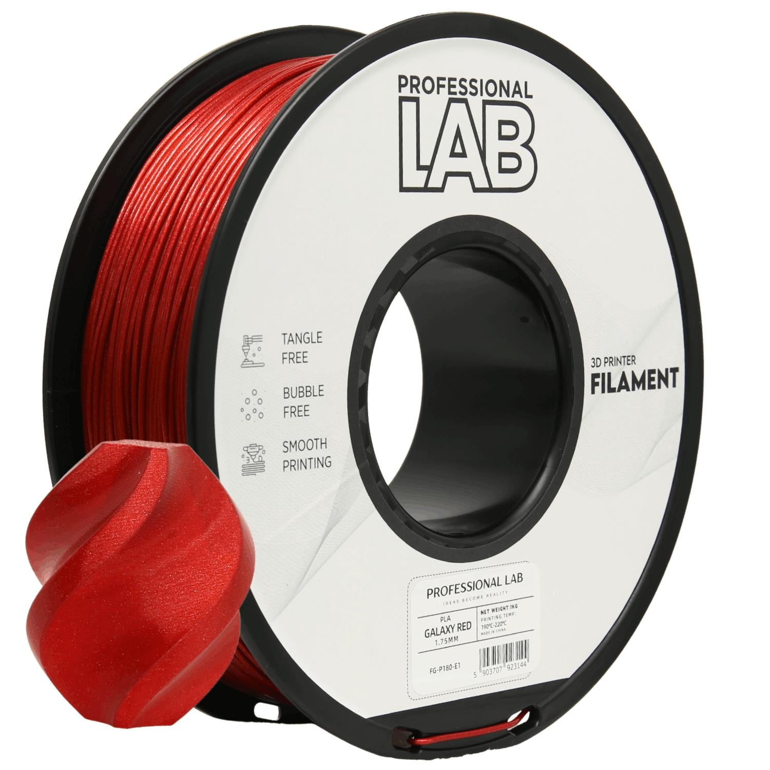 Spool of PLA Galaxy red filament, Prof. Lab, 1.75 mm