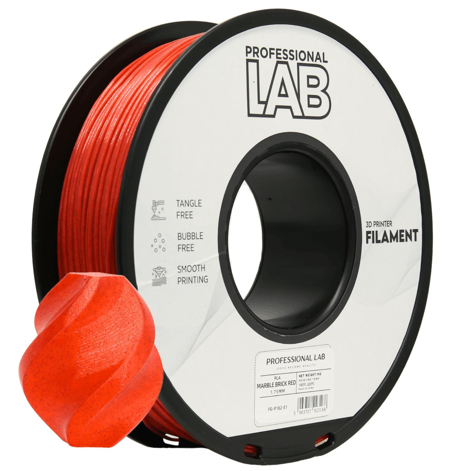 Spool of PLA brick marble filament, Prof. Lab, 1.75 mm