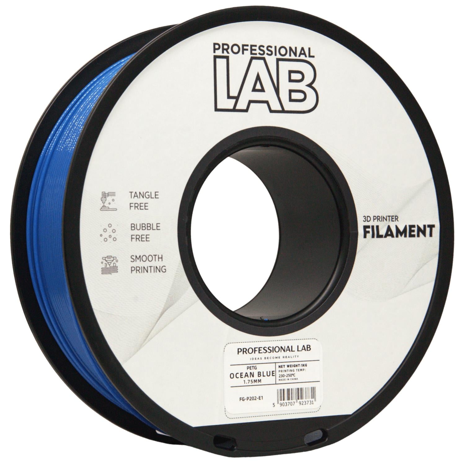 Spool of PETG ocean blue filament, Prof. Lab, 1.75 mm