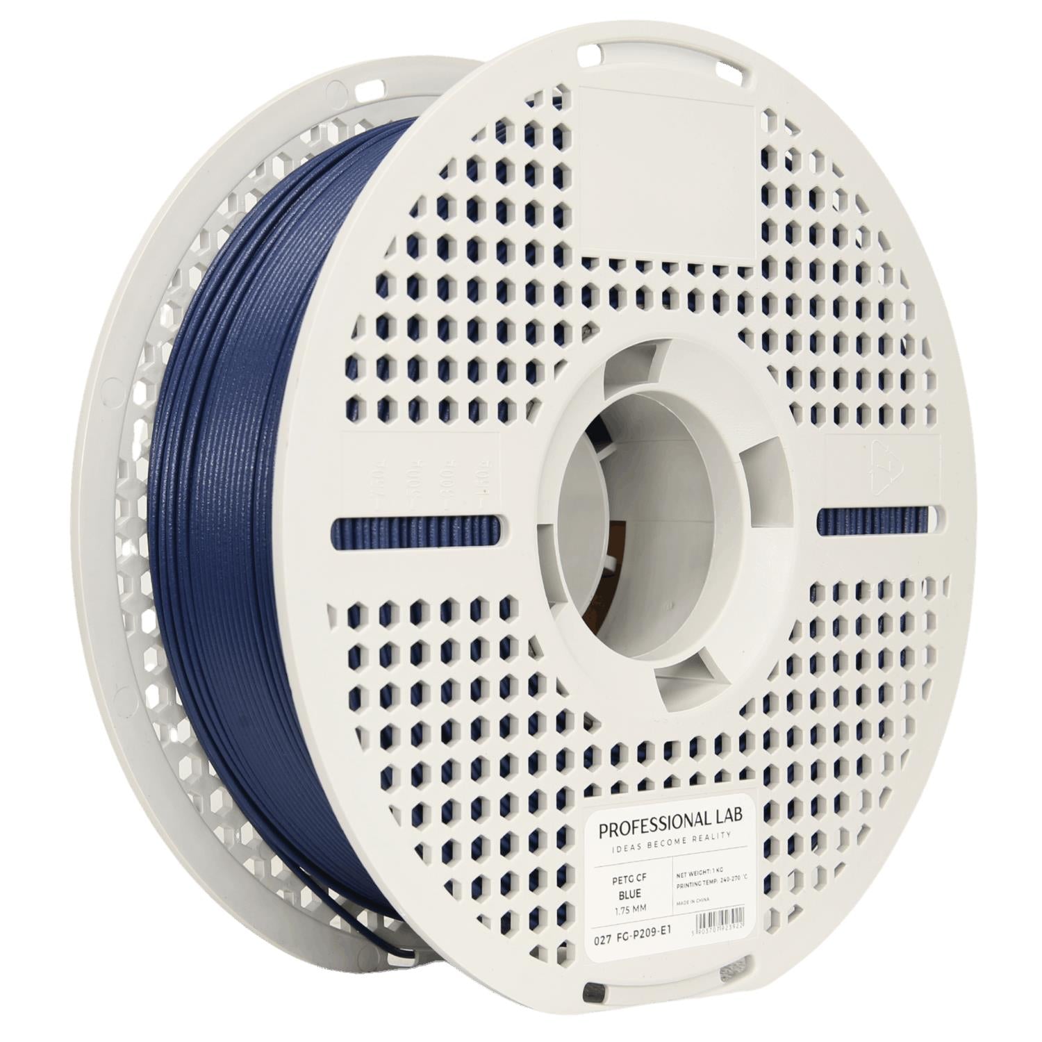 Bobina de filamento PETG-CF azul, Prof. Lab, 1,75 mm
