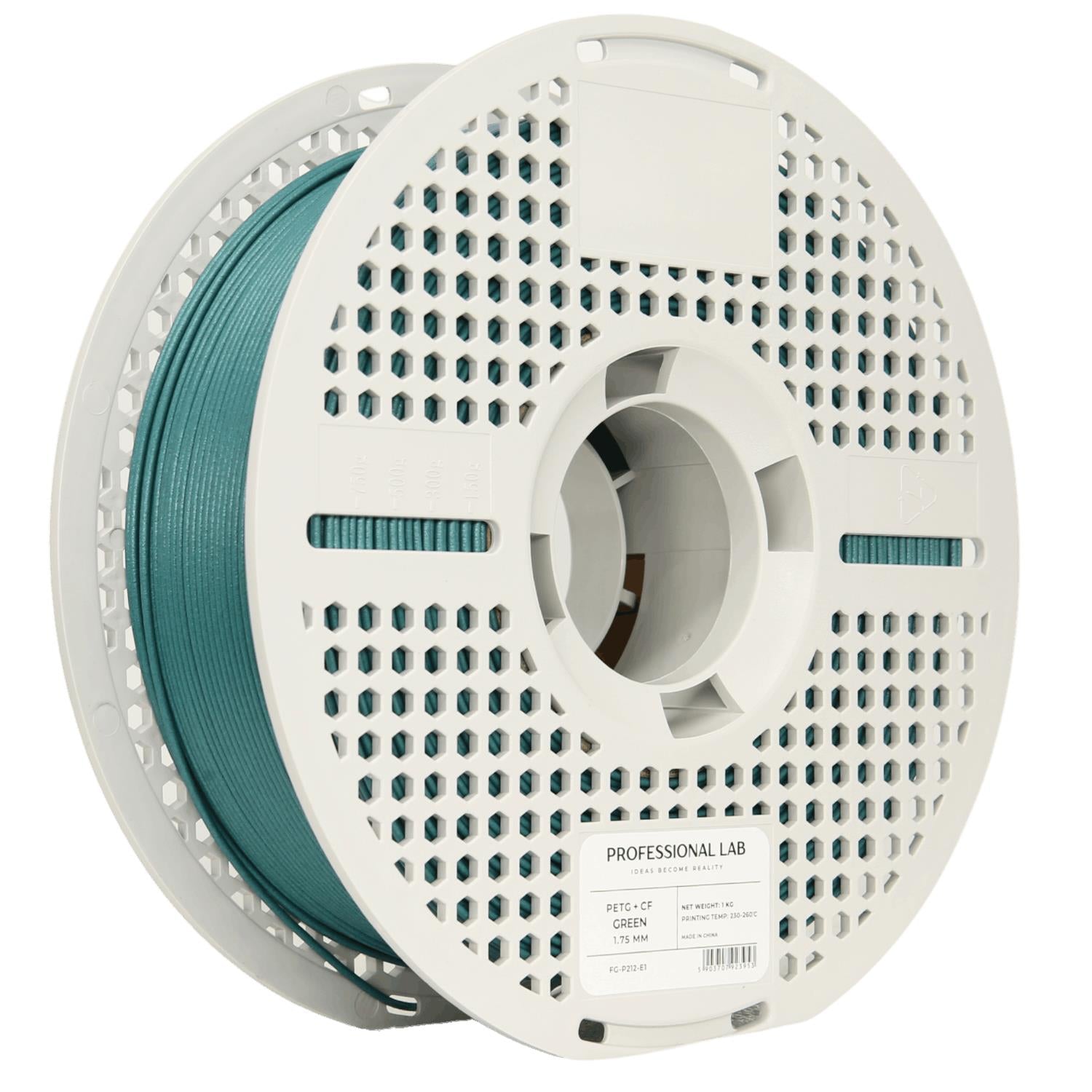 Spool of PETG-CF green filament, Prof. Lab, 1.75 mm
