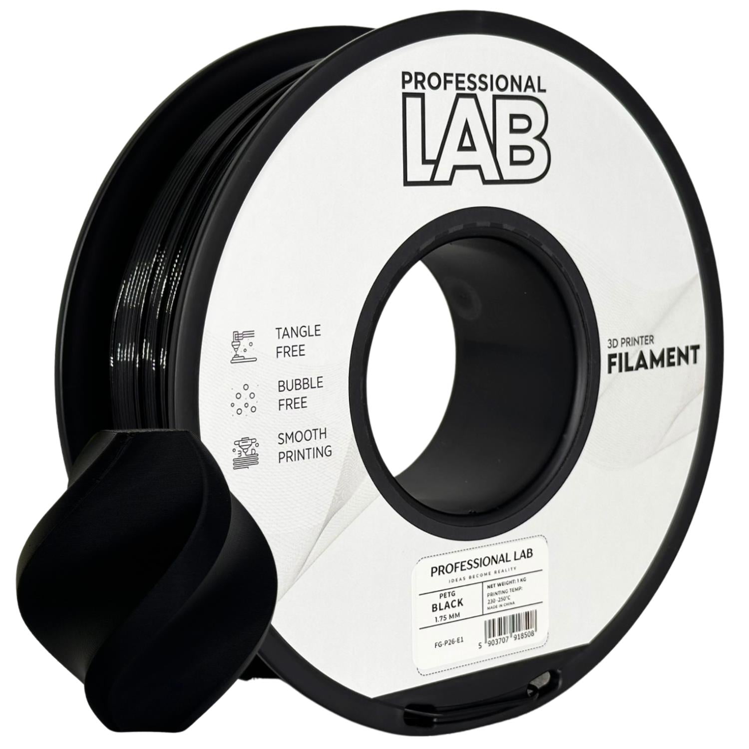 Spool of PETG black filament, Prof. Lab, 1.75 mm