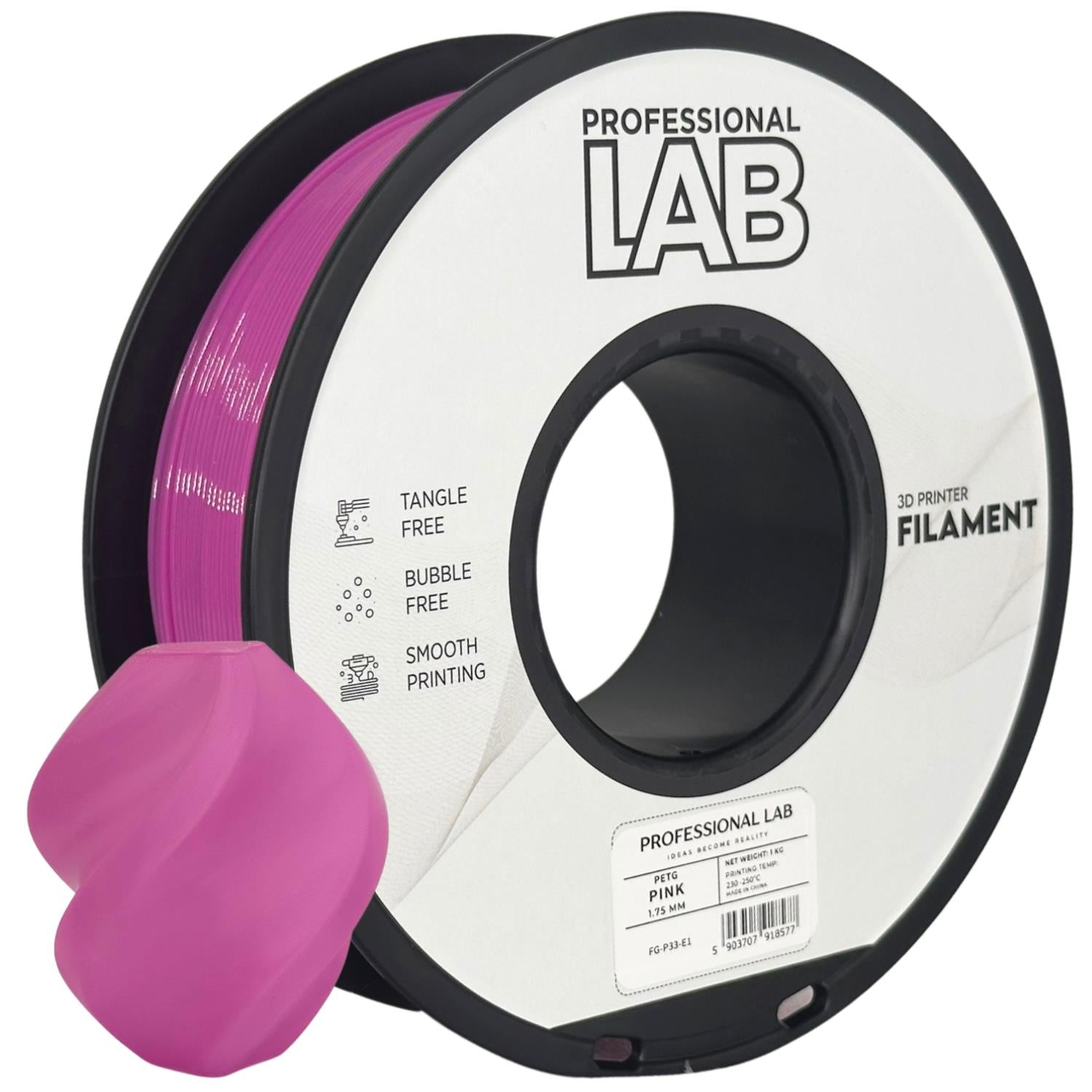 Spool of PETG pink filament, Prof. Lab, 1.75 mm