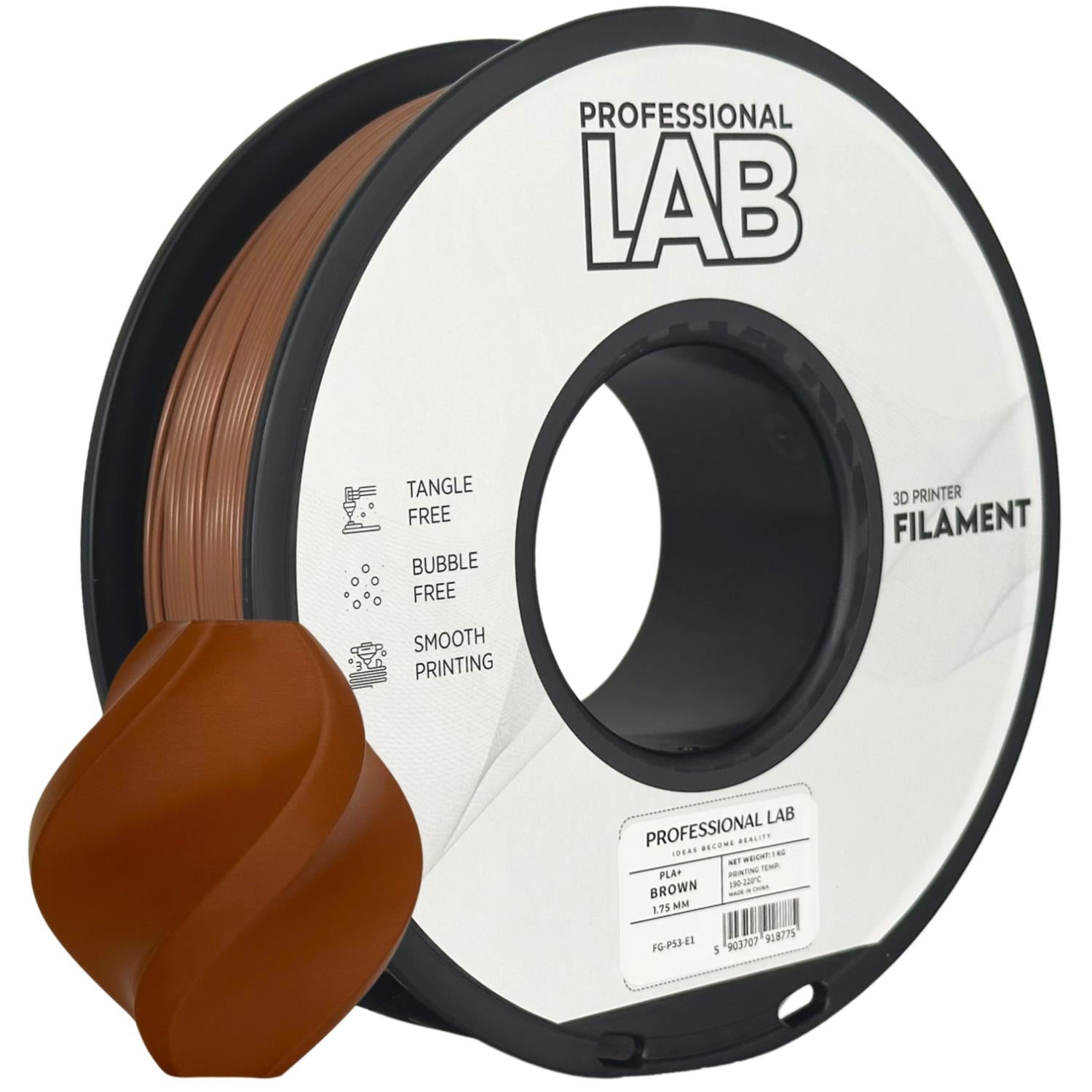 Spool of PLA+ brown filament, Prof. Lab, 1.75 mm