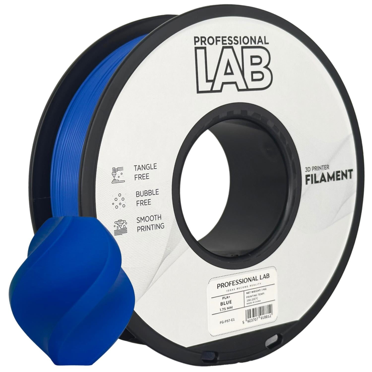 Spool of PLA+ blue filament, Prof. Lab, 1.75 mm