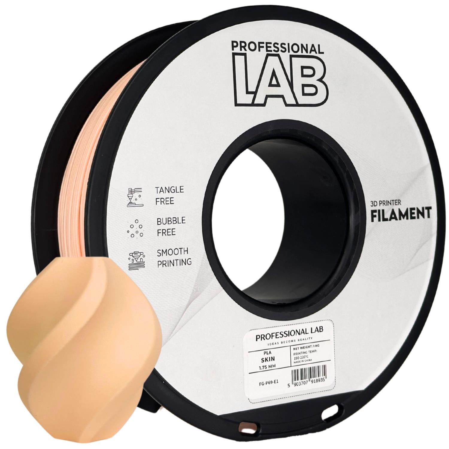 Bobina de filamento PLA tom de pele, Prof. Lab, 1,75 mm