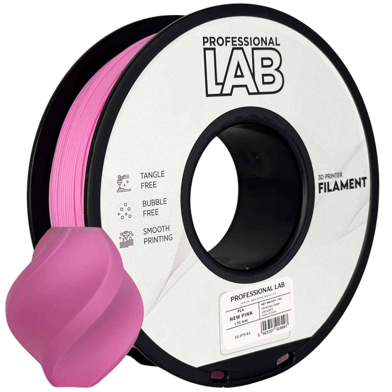 Bobina de filamento PLA rosa, Prof. Lab, 1,75 mm