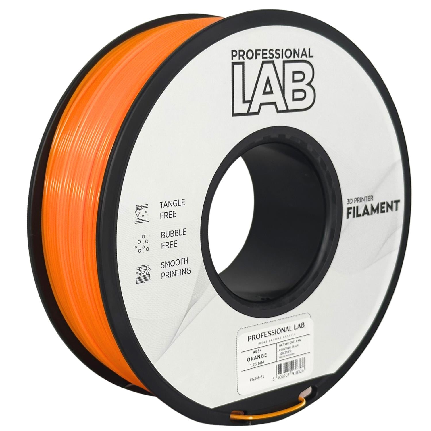 Spool of ABS+ orange filament, Prof. Lab, 1.75 mm