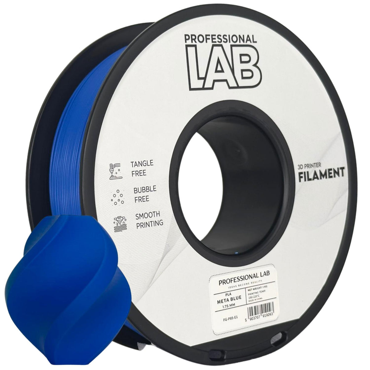 Bobina de filamento PLA META azul, Prof. Lab, 1,75 mm
