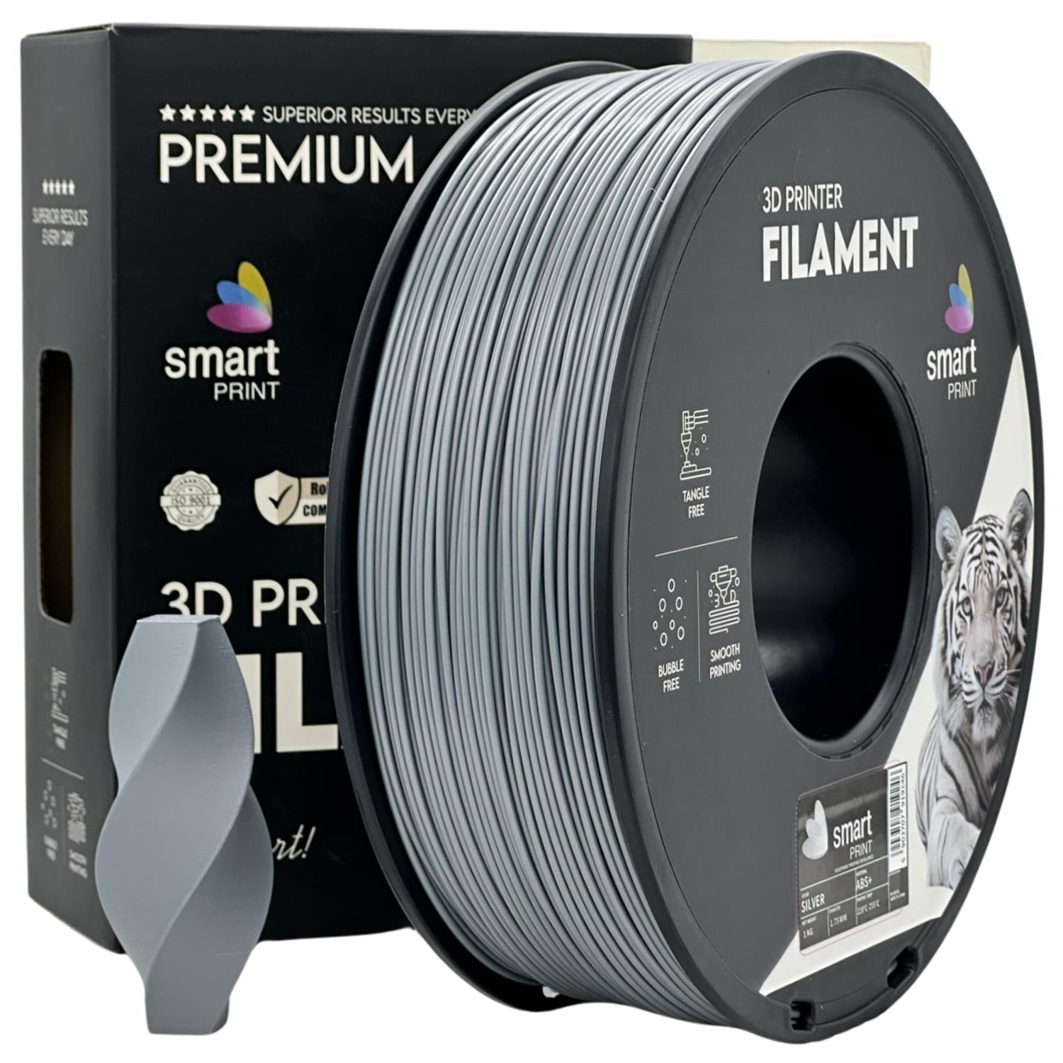 Bobina de filamento ABS+ prateado, Smart Print, 1,75 mm