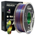 Spool of Silk PLA Tri Color orange blue green filament, Smart Print, 1.75 mm