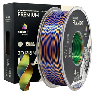 Filamento Silk PLA Tri Color laranja azul verde | Smart Print