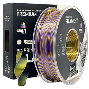 Filamento Silk PLA Tri Color preto dourado violeta | Smart Print