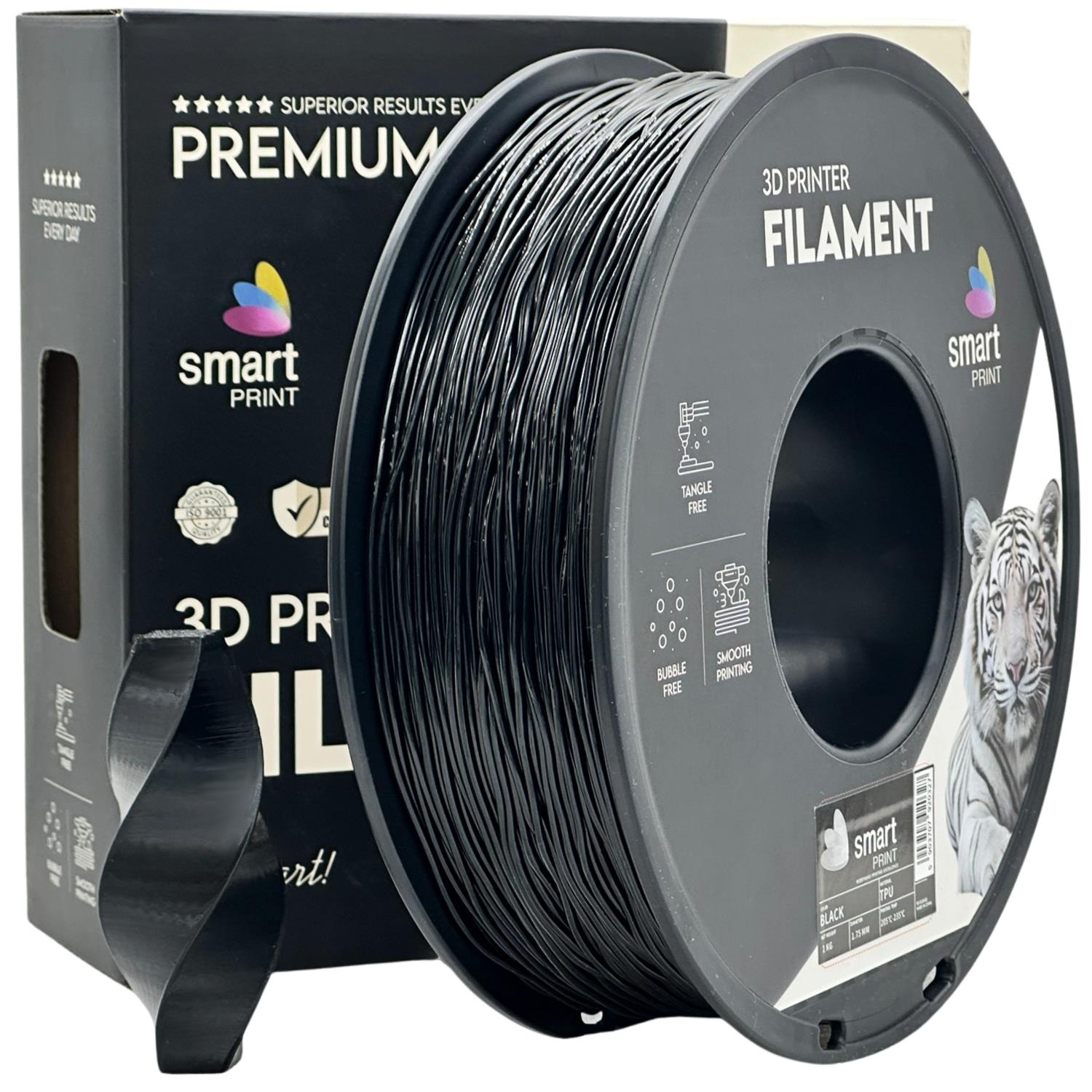 Bobina de filamento TPU preto, Smart Print, 1,75 mm