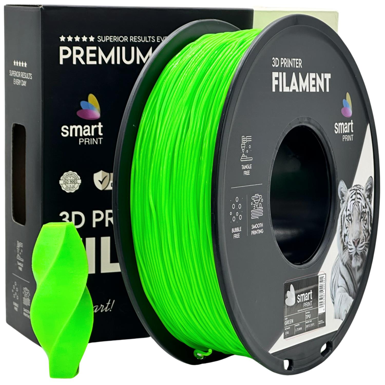 Spool of TPU green filament, Smart Print, 1.75 mm