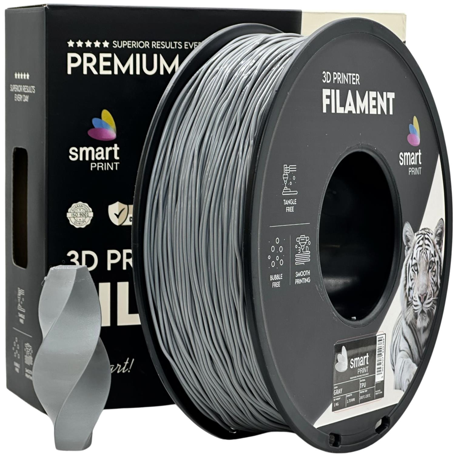 Spool of TPU grey filament, Smart Print, 1.75 mm
