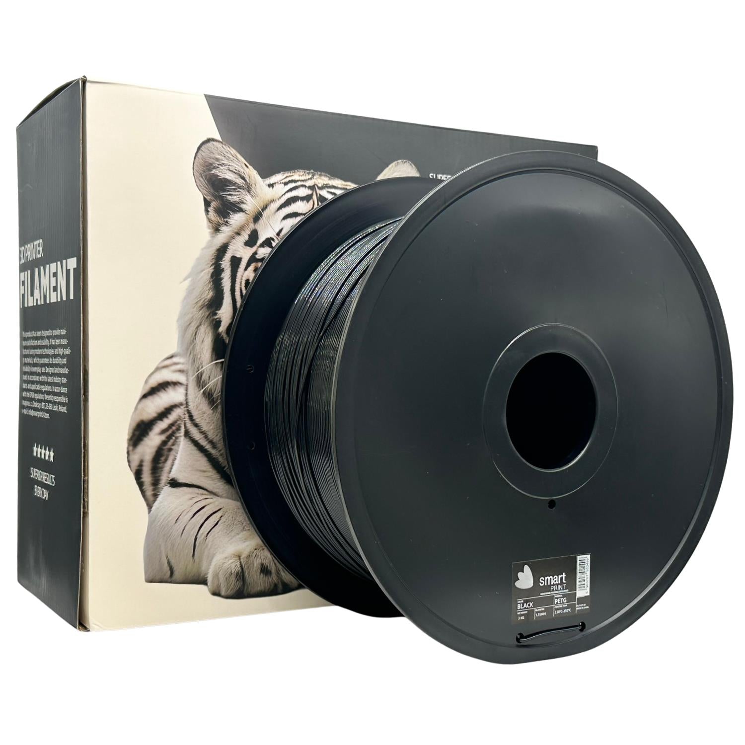 Spool of PETG black 3 kg filament, Smart Print, 1.75 mm