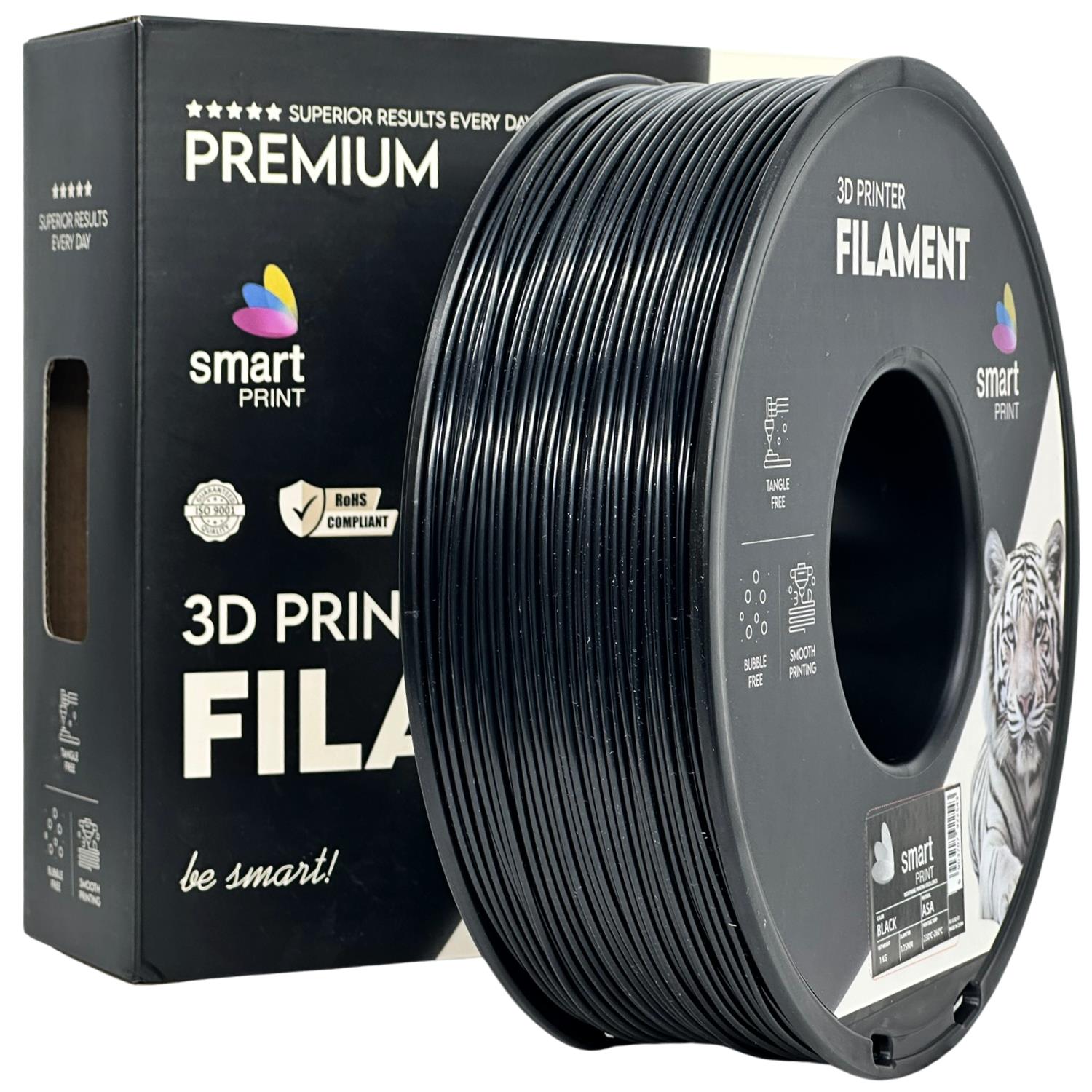 Spool of ASA black filament, Smart Print, 1.75 mm