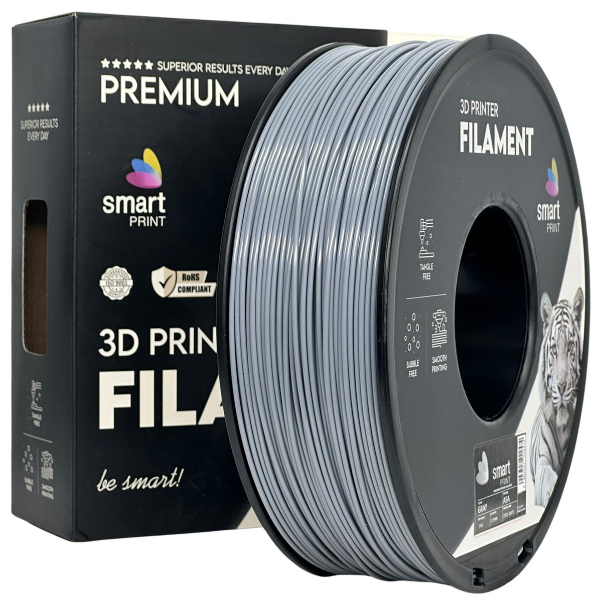 Bobina de filamento ASA cinzento, Smart Print, 1,75 mm