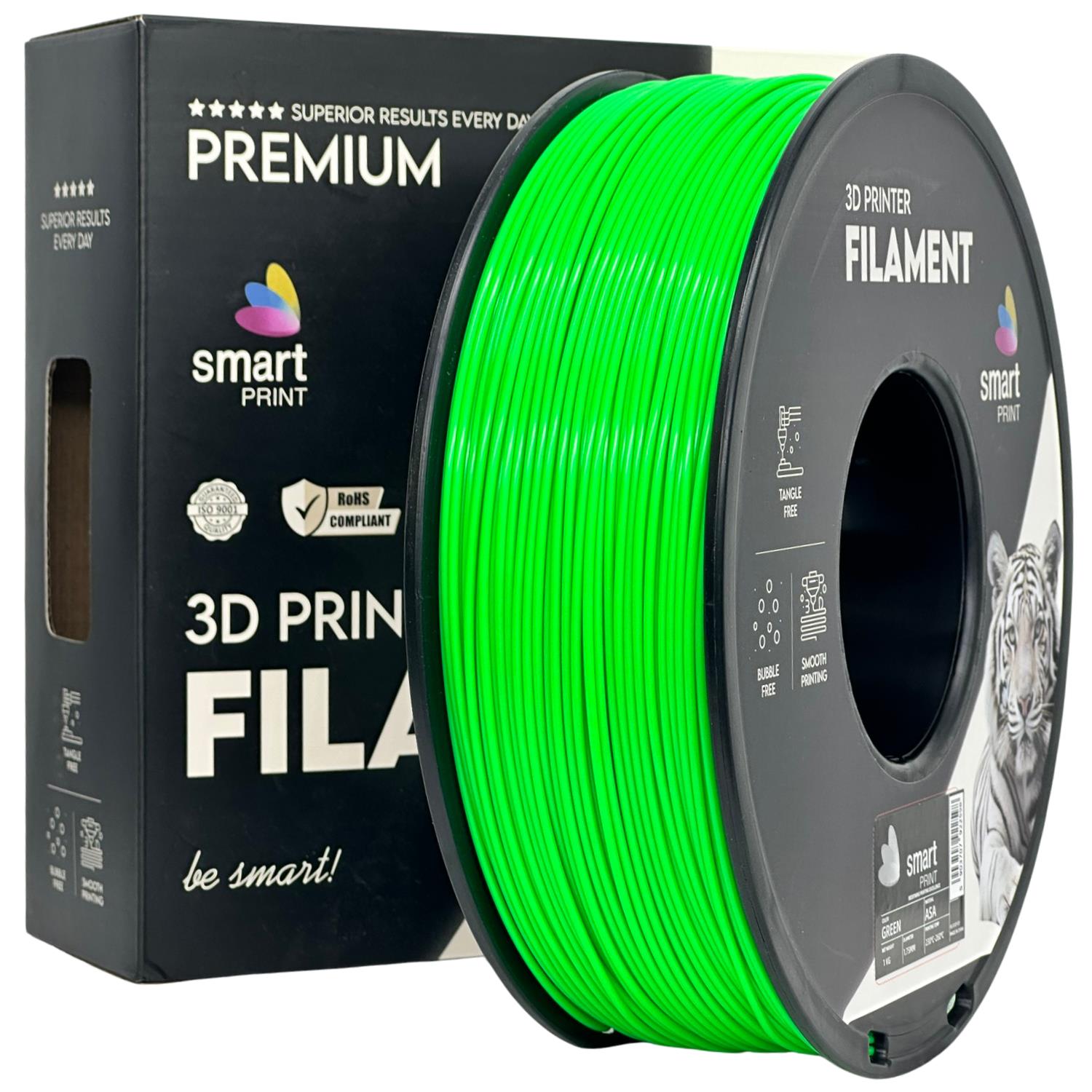 Spool of ASA green filament, Smart Print, 1.75 mm
