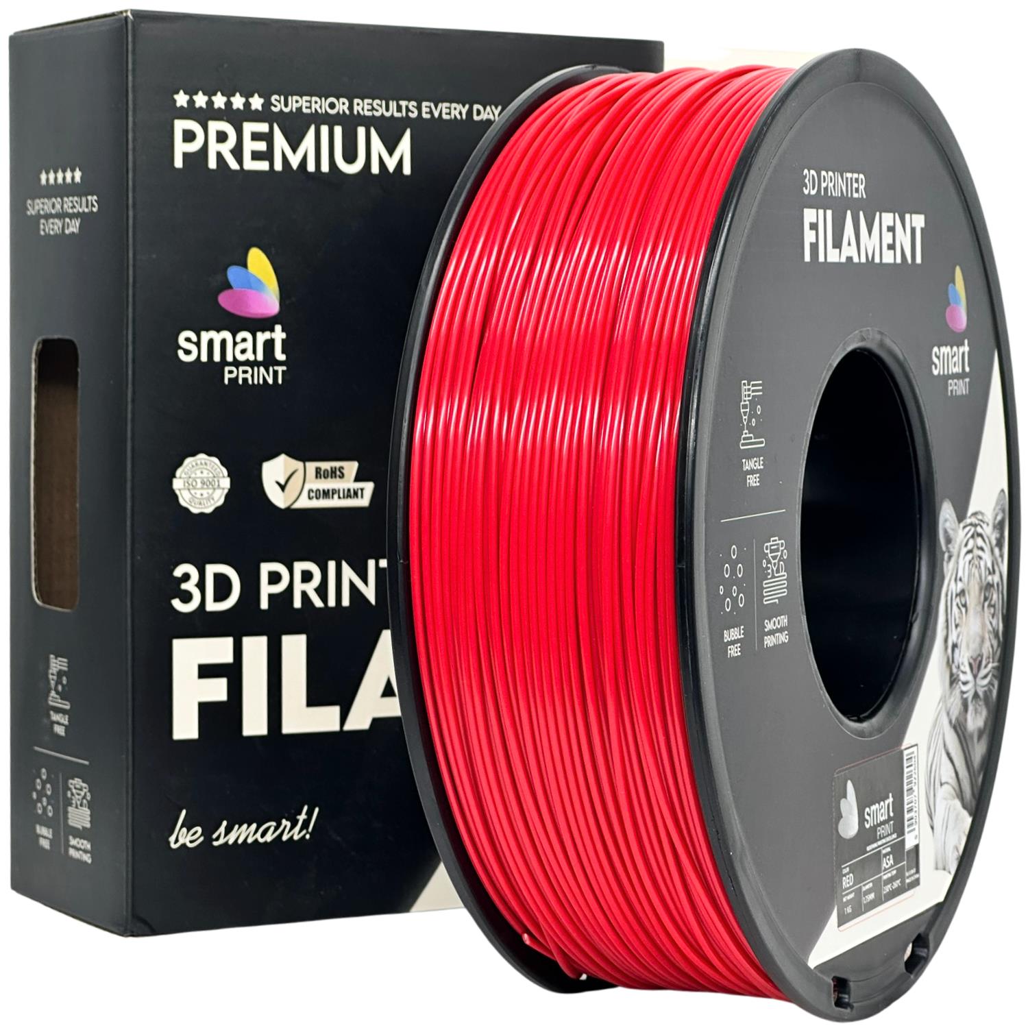 Spool of ASA red filament, Smart Print, 1.75 mm