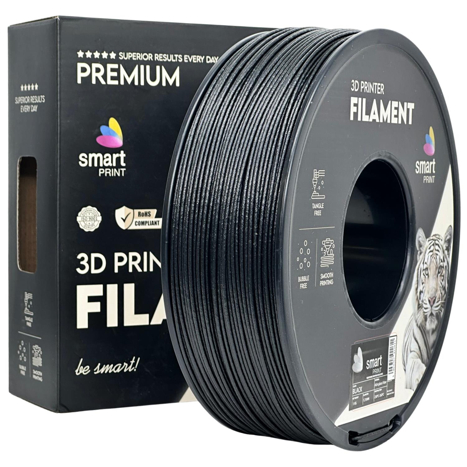 Spool of ASA-GF black filament, Smart Print, 1.75 mm