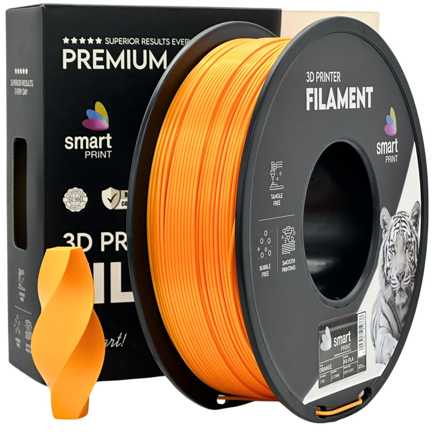 Spool of HS-PLA orange filament, Smart Print, 1.75 mm