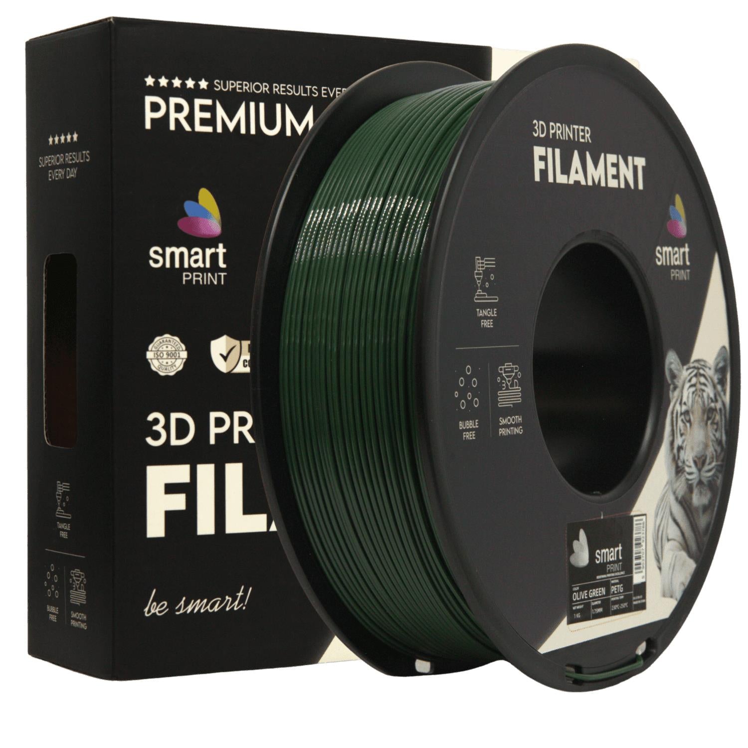 Spool of PETG olive green filament, Smart Print, 1.75 mm
