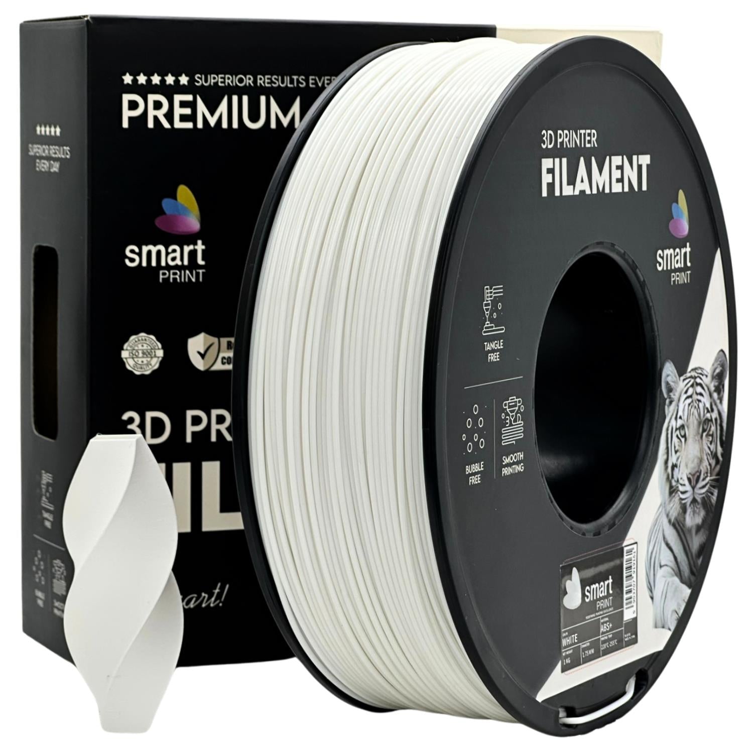Spool of ABS+ white filament, Smart Print, 1.75 mm