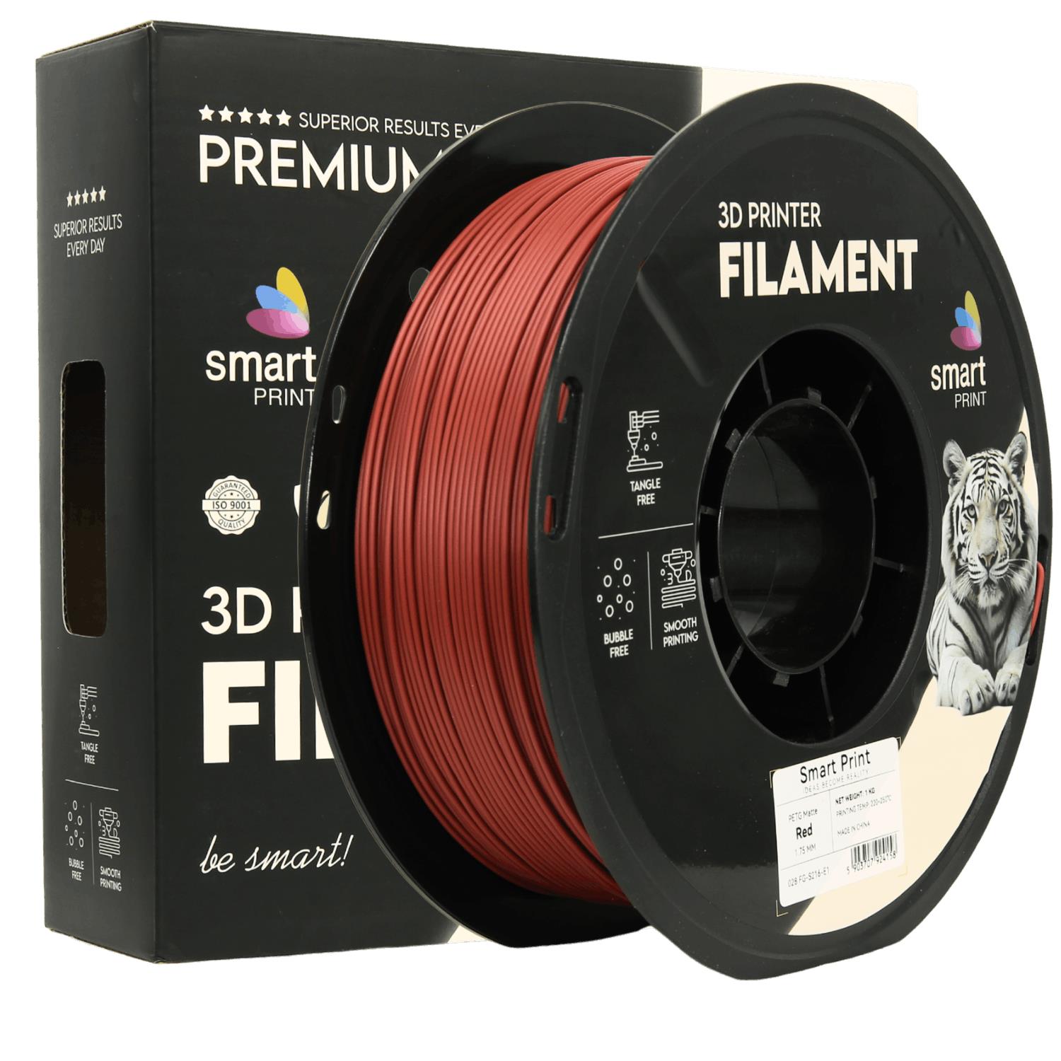 Bobina de filamento PETG vermelho mate, Smart Print, 1,75 mm
