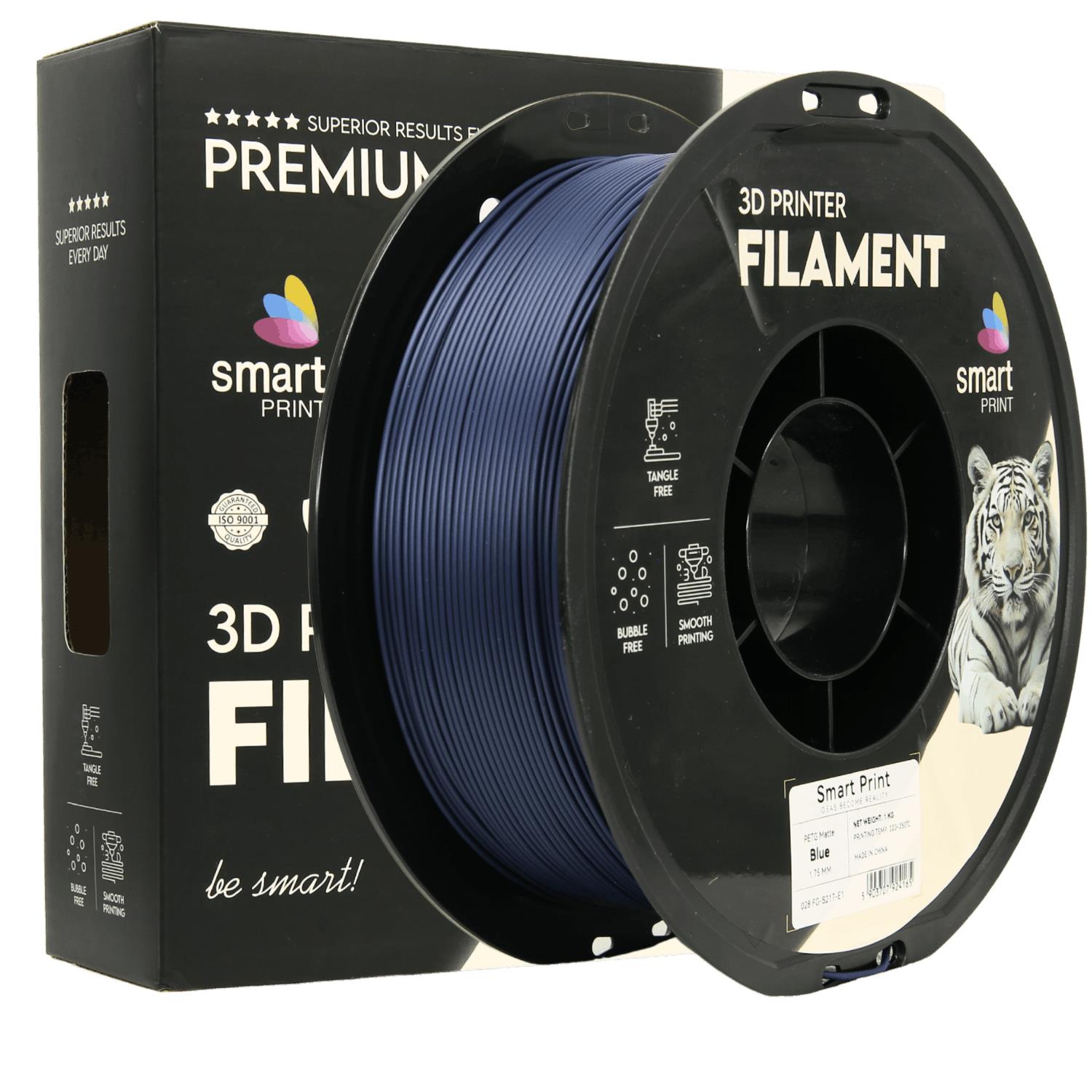 Spool of PETG matte blue filament, Smart Print, 1.75 mm