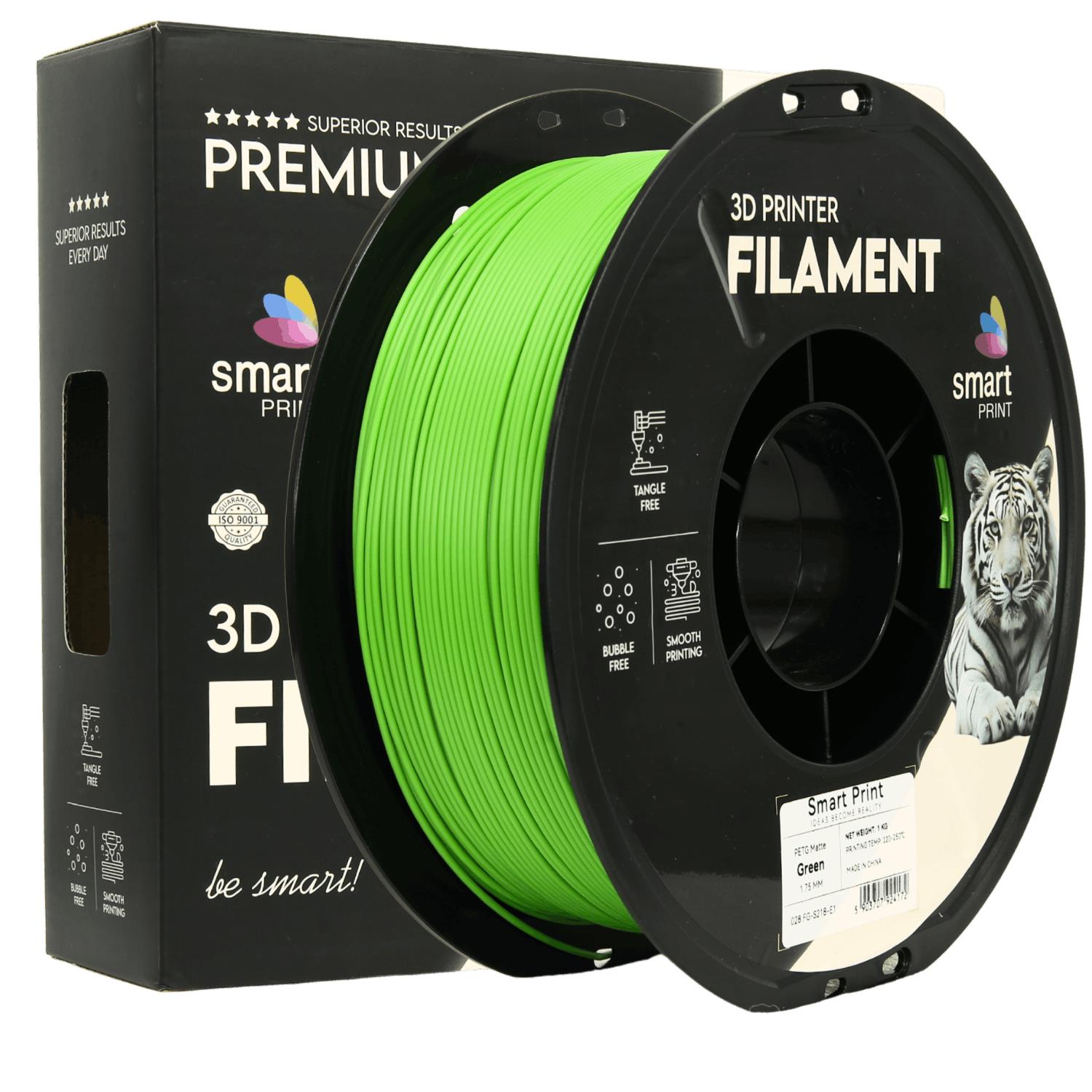 Spool of PETG matte green filament, Smart Print, 1.75 mm
