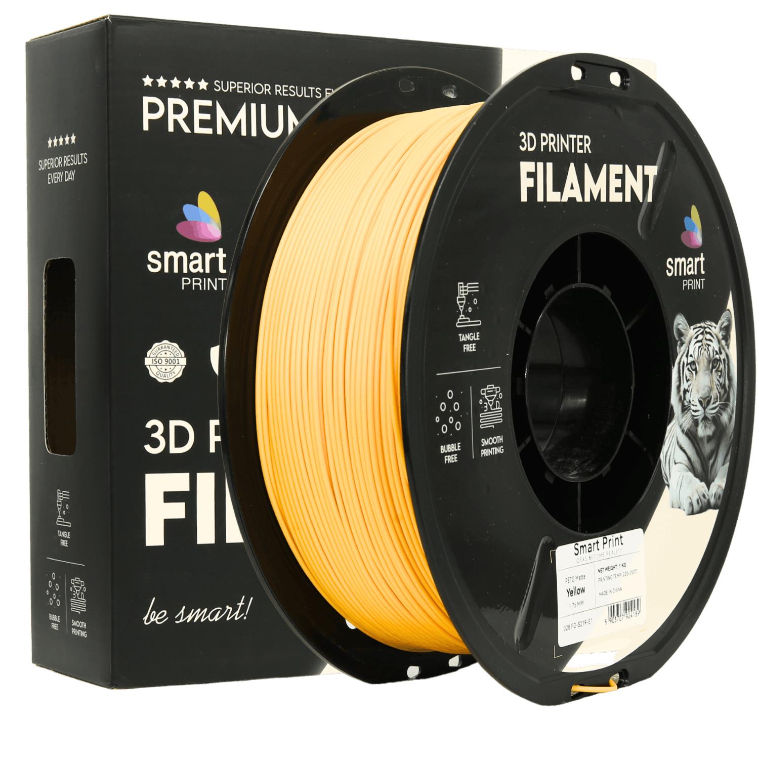 Spool of PETG matte yellow filament, Smart Print, 1.75 mm