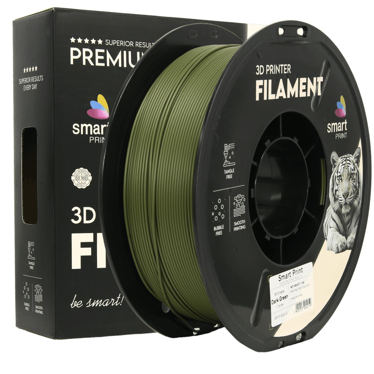 Spool of PETG matte dark green filament, Smart Print, 1.75 mm