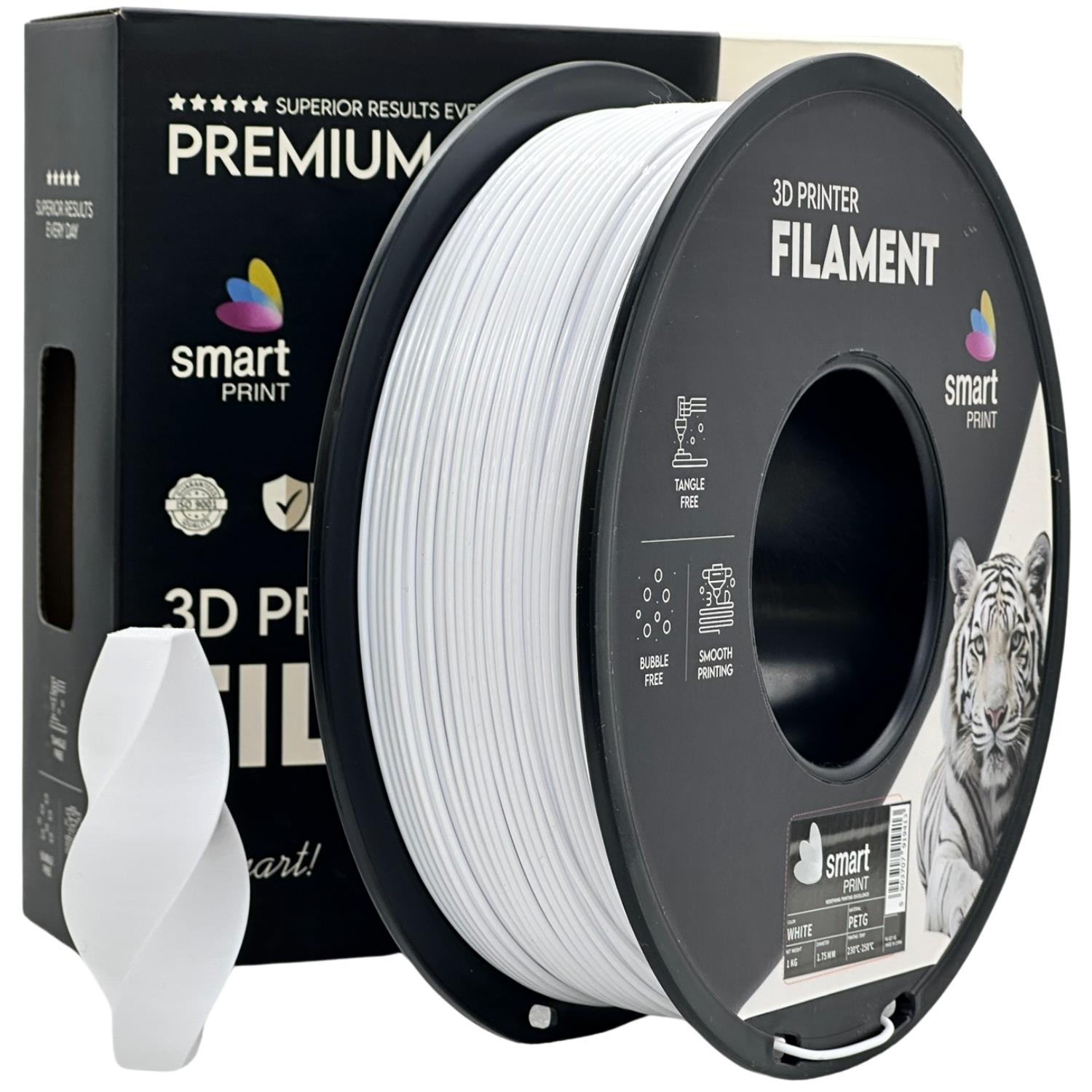 Spool of PETG white filament, Smart Print, 1.75 mm