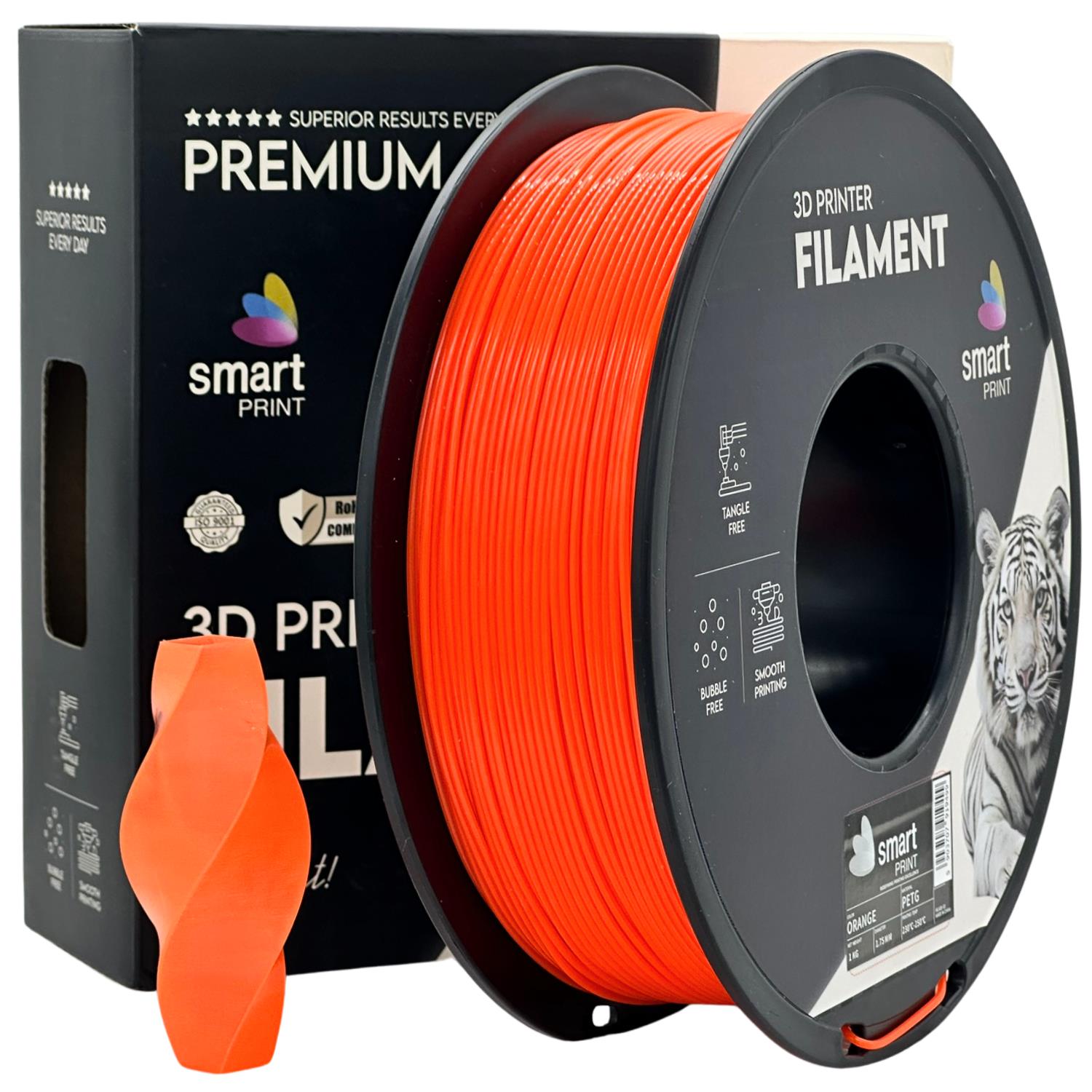 Bobina de filamento PETG laranja, Smart Print, 1,75 mm