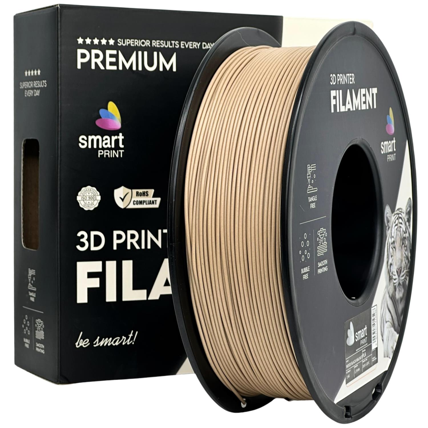 Bobina de filamento PLA nogueira, Smart Print, 1,75 mm