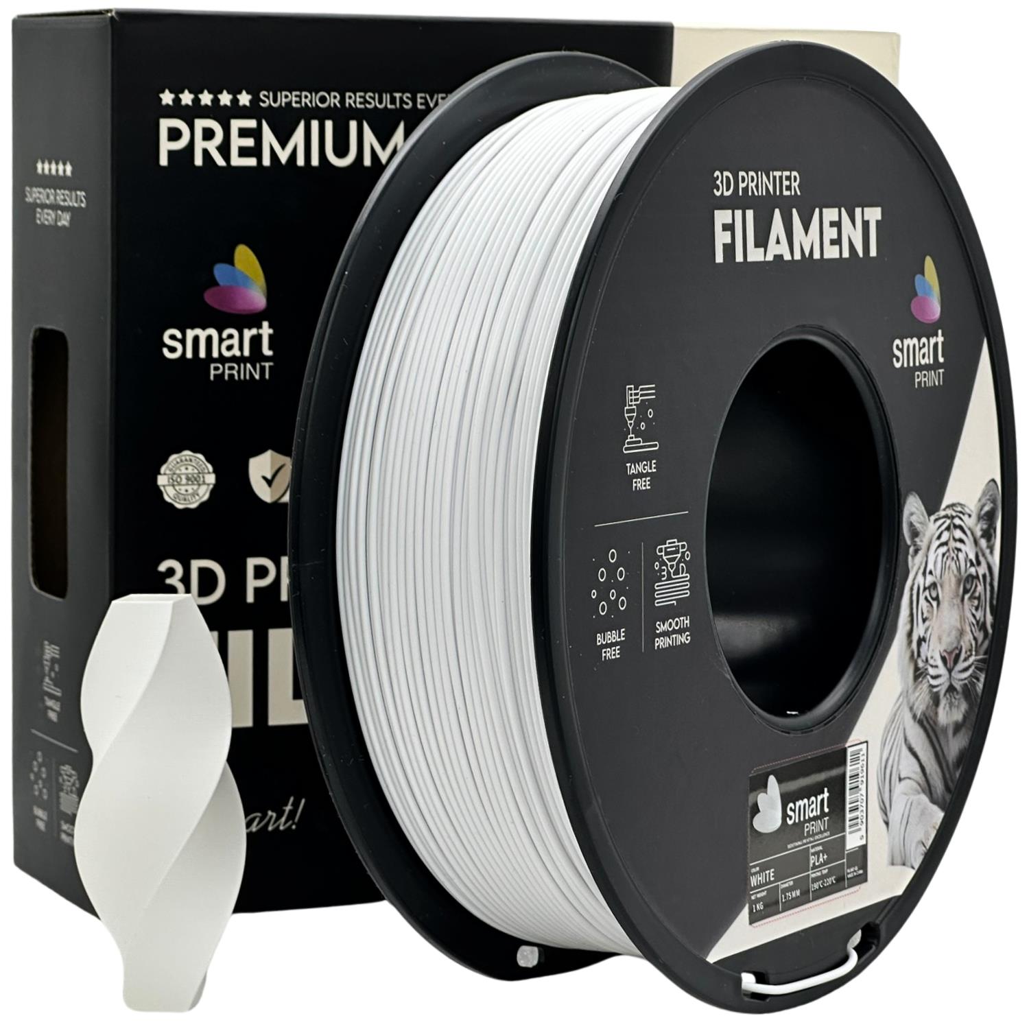 Bobina de filamento PLA+ branco, Smart Print, 1,75 mm
