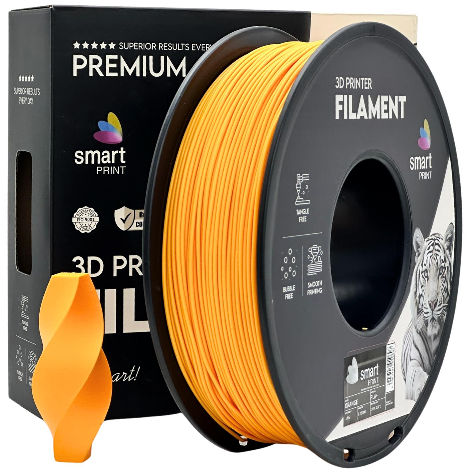Bobina de filamento PLA+ laranja, Smart Print, 1,75 mm