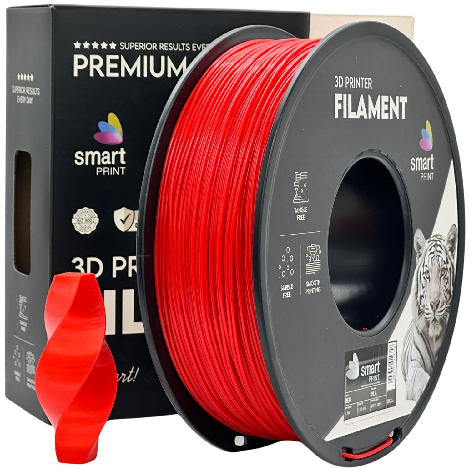Bobina de filamento PLA vermelho, Smart Print, 1,75 mm