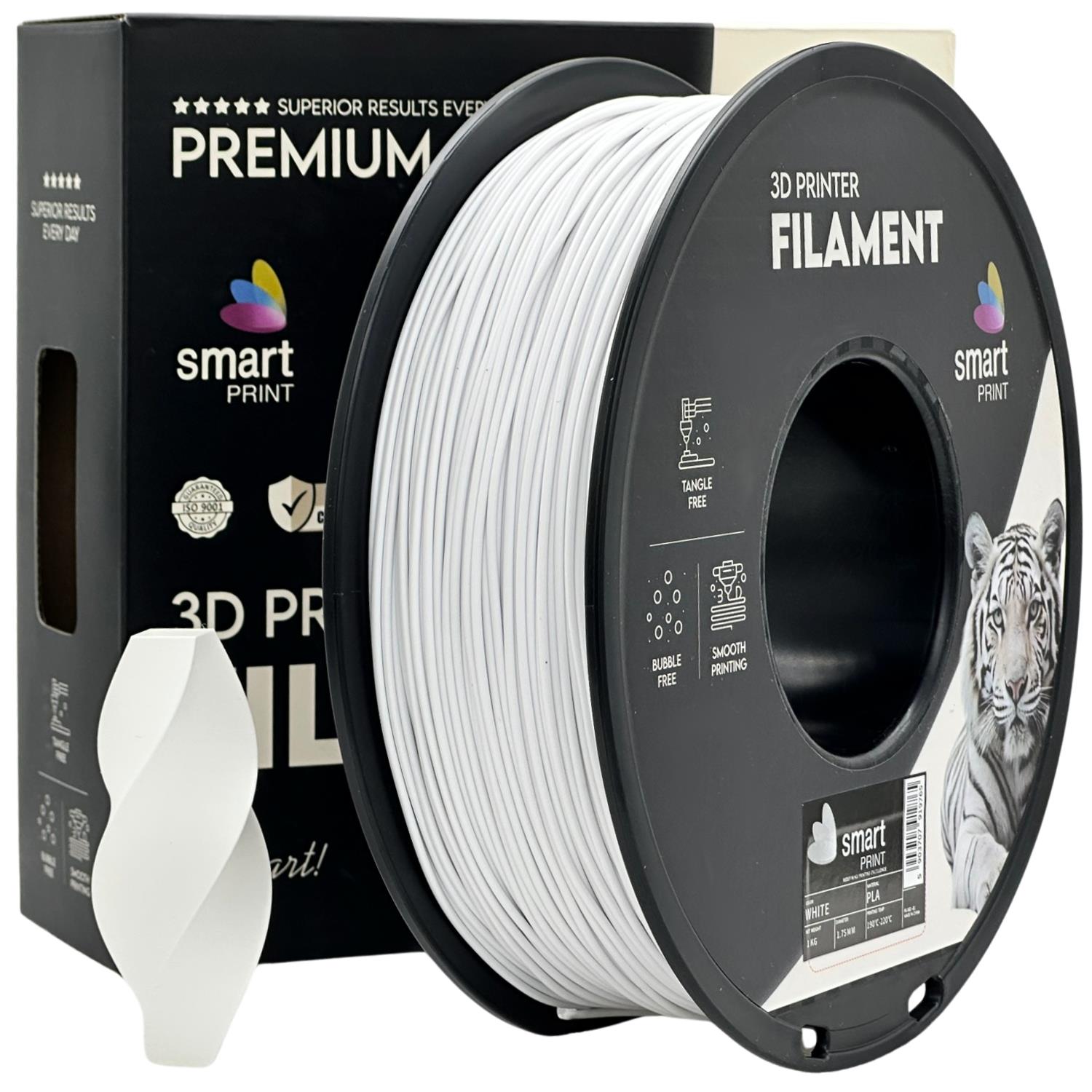 Bobina de filamento PLA branco, Smart Print, 1,75 mm
